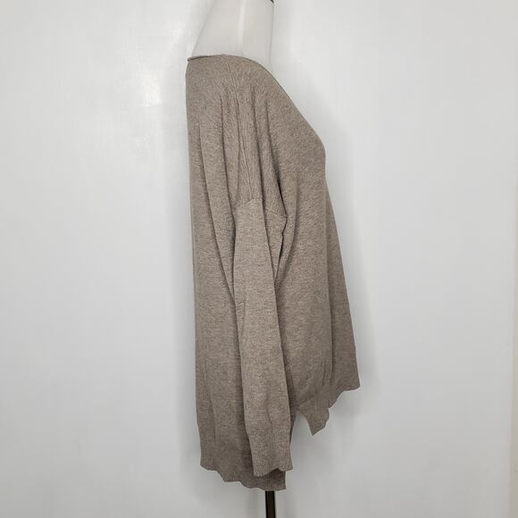 Dreamers Basic Sweater Heather Mocha Oversized Viscose Blend V-Neck Women XS - Picture 3 of 10